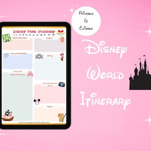 Disney World Travel Planner | Magic Kingdom, Epcot, Hollywood Studios, Animal Kingdom | WDW Editable Digital Itinerary