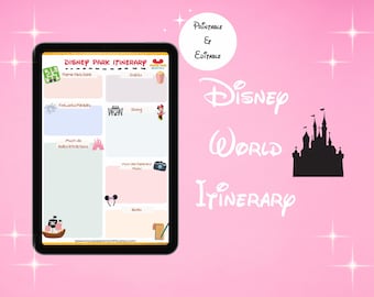 Planificador de viaje a Disney World / Magic Kingdom, Epcot, Hollywood Studios, Animal Kingdom / Itinerario digital editable de WDW