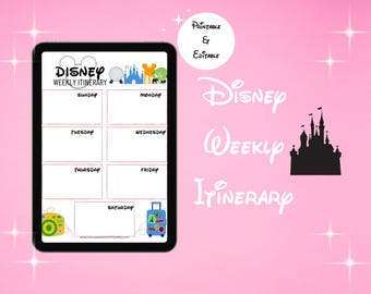 Disney World Wochenplaner Druckbare & bearbeitbare PDF | BTW Reiseplaner | Freizeitpark Ausflug