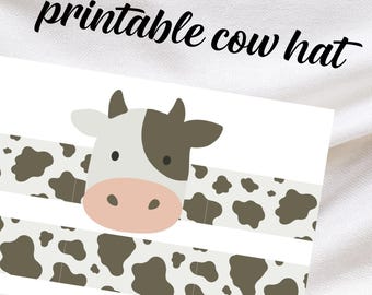 Printbare koeienhoofdband - Kostuumhoofdband - Koeienhoofdband van papier - Downloaden op A4-formaat
