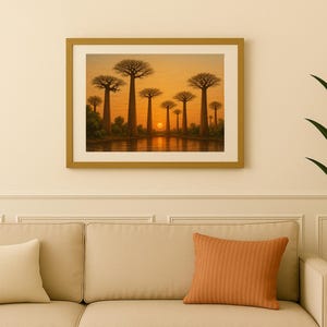 Madagascar Baobabs Poster – Sunset (Horizontal Format, A3 & A4 Download)