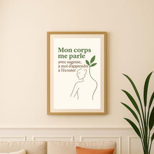 Poster met lichaamsbevestiging – “Mijn lichaam spreekt tot mij” • Citaat over welzijn en innerlijk luisteren A3 A4
