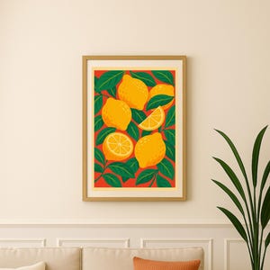 Stylized Lemons Poster – Colorful & Modern Fruit Art (A3 / A4 Download)