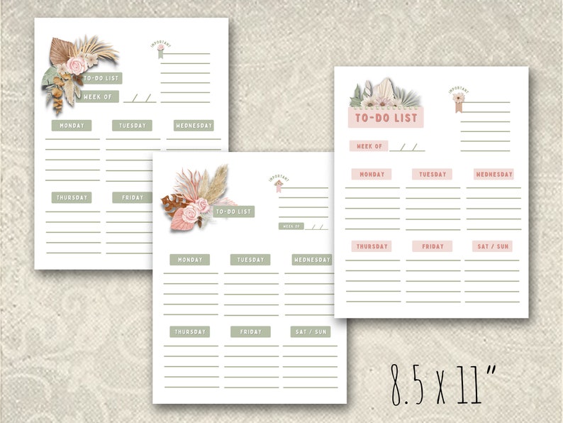 To-do List 3 Boho Printable Planner Pages Weekly Tracker - Etsy