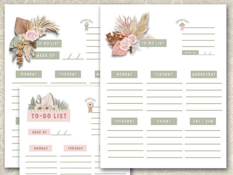 To-do List 3 Boho Printable Planner Pages Weekly Tracker - Etsy