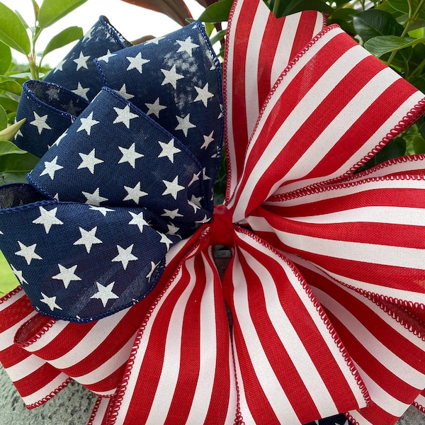 American Flag Bow: Red White Blue Stars & Stripes, Patriotic Decor