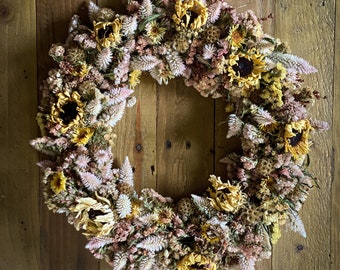 Farmhouse Dried Floral Wreath, 14"