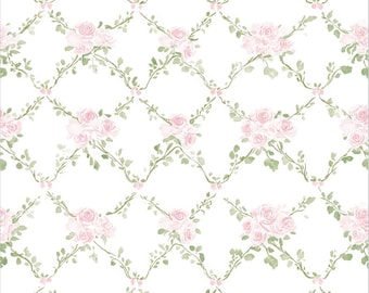 Rose lattice floral printed fabric | 19"x55" cotton check pattern Sewing Crafting