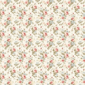 Cottage Chic Rose Flower Shabby Chic Roses Fabric Romantic Floral Fabric Floral Cotton Fabric Fabric Vintage  Cotton Fabric By The 1/2 Yard
