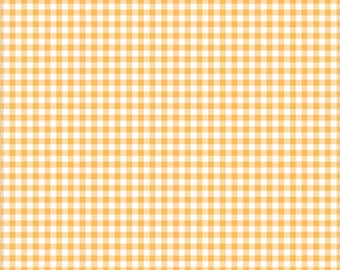 May include: A repeating gingham pattern featuring a grid of small, uniform squares in alternating light orange and white colours. The design consists of a consistent, symmetrical check layout that covers the entire surface area evenly.