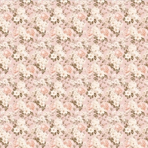 Cottage Chic Rose Flower Shabby Chic Roses Fabric Romantic Floral Fabric Floral Cotton Fabric Fabric Vintage  Cotton Fabric By The 1/2 Yard
