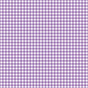 May include: A repeating gingham pattern featuring a grid of small, uniform squares in alternating shades of light purple and white. The design consists of intersecting horizontal and vertical lines that create a consistent, balanced checkerboard effect.