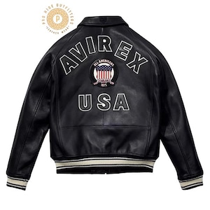 New Men&#39;s Avirex Real Leather Classic Bomber American Flight Icon Leather Jacket