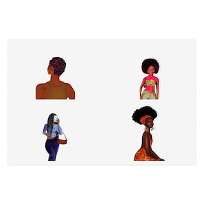 Black Women Sticker Sheets, Black Girl Stickers for Laptop, Notebook, Planner, Scrapbooking, Doll Sticker Sheets, Afro Girl Stickers