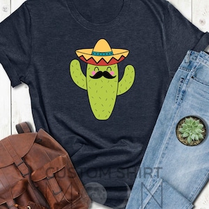 Cinco de Mayo Shirt for Men, Cactus with Sombrero Shirt, Sombrero Shirt, Cinco De Mayo Mustache Face Shirt, Mexican Celebration Gift For Men