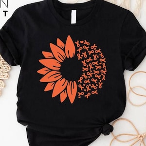Leukemia T-shirt, Sunflower Leukemia Awareness Shirt, Cancer Awareness Shirt For Men Women,Orange Ribbon Gift,Motivational Shirt,Wear Orange