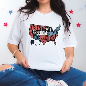 Chemise carte de l'Amérique et des États-Unis rétro Comfort Colors®, chemise 4 juillet, cadeau du jour de l'indépendance, chemise drapeau de l'Amérique, chemise liberté patriotique