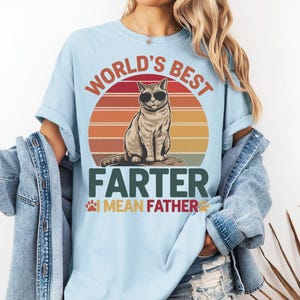 World&#39;s Best Farter Gift for Cat Lovers,World&#39;s Best Farter I Mean Father Shirt Funny Dad Tee for Father’s Day, Retro Vintage Daddy Shirt