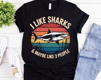 Maglietta "I Like Sharks": maglietta grafica retrò per gli amanti dell'oceano