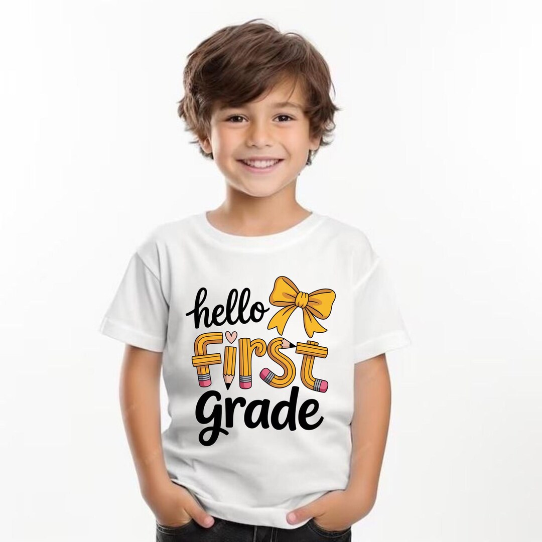 Hello First Grade Shirt, Back to School Tee, 1st Grade Outfit, Cute ...