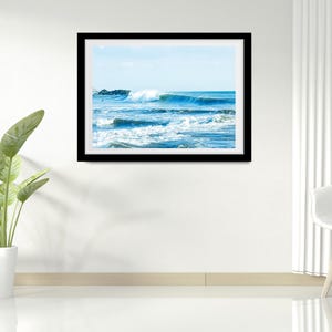 Ocean Wave, Beach House Decor, Coastal Home Wall Art, Tropical Surfing Print, Ocean Waves Artwork