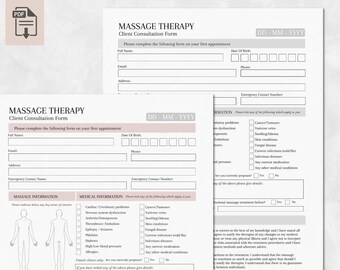 Massage Client Intake Form: Beauty Spa Consultation (Digital Download)
