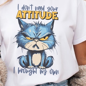 Sarcastic Cat Comfort Colors T-Shirt: Grumpy Kitten Humor