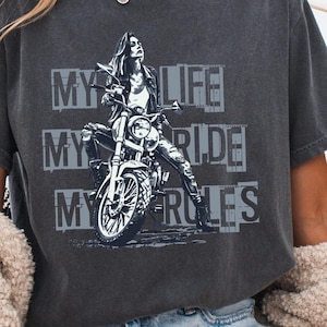 Biker Girl T-Shirt: Grunge Motorcycle Rider Tee