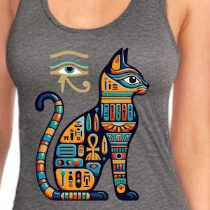 Egyptian Cat Tank Top: Anubis, Bastet & Eye of Horus Art