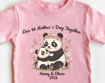 Customizable Our 1st Mother’s Day Panda Shirt, 1st Mothers  Matching Mom Boy Baby Girl Baby Shirt, 2026 First Mothers day shirt