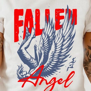 Fallen Angel Graphic T-Shirt: Edgy Gothic Wings, Comfort Colors Tee
