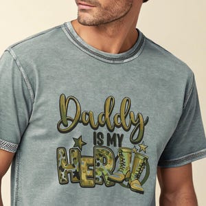 Daddy Is My Hero Military Shirt | Comfort Colors Father’s Day T-Shirt | Army Dad Gift From Kids | Camo Dad Tee | Hero Boots Design
