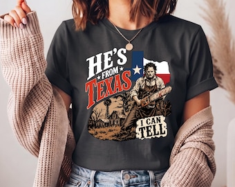 Comfort Colors® He'S From Texas I Can Tell Shirt,Chainsaw Horror Shirt, Halloween Slasher Tee, Texas Horror Graphic TShirt,Spooky Season Tee