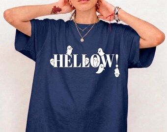 Hellow Ghost Shirt,Spooky Graphic Tee, Fall Ghost Shirt, Boo Crew Shirt, Retro Halloween Apparel