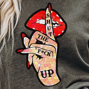 Mosaic Lips Graphic Tee: Sarcastic Shut Up T-Shirt - Comfort Colors