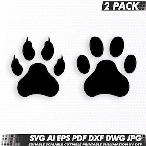 Katze Hund PAW Pfoten Vektor, SVG PNG, Pfote Silhouette Cricut, Katze Hund Fußabdruck Png digitaler Download, Tierspur geschnitten Datei, Tier Fußabdruck dxf pdf