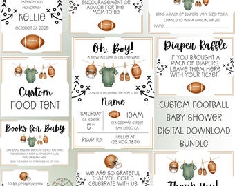Football Baby Shower Bundle: Editable Invitation Templates (Digital Download)