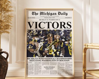 2024 Michigan Football Champions Newspaper Print – "VICTORS" Wall Art