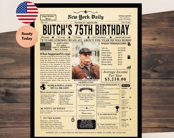 75th Birthday Zeitungsposter: Individuell angefertigte Meilenstein Feier (Digitaler Download