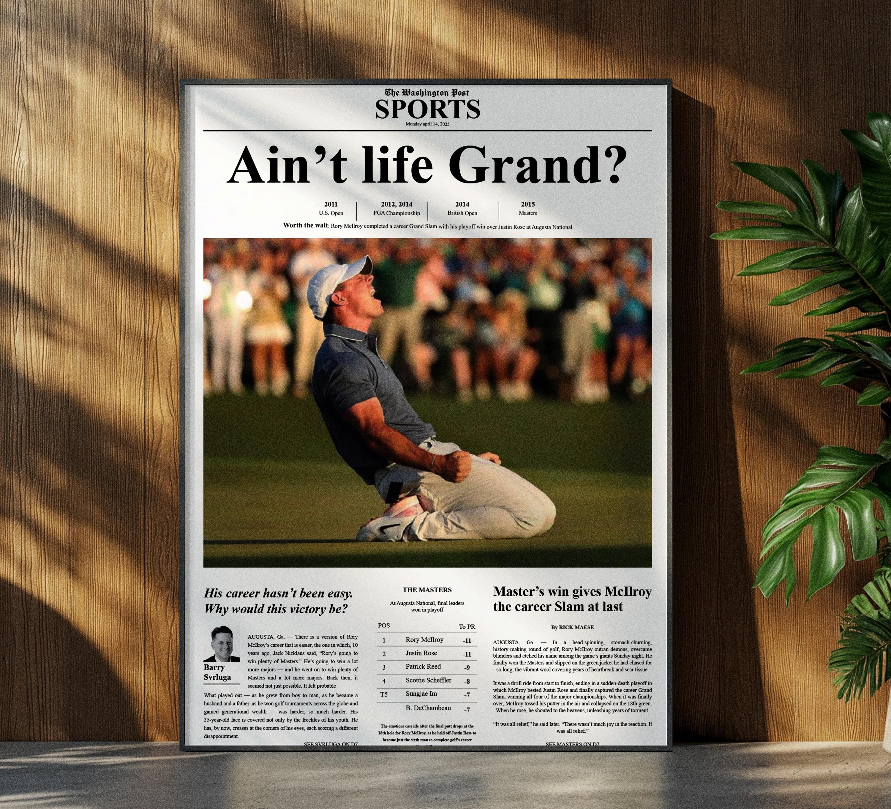 The Paper Rory Rory Mcilroy Career Grand Slam Newspaper Print – Golf Wall Art - Etsy