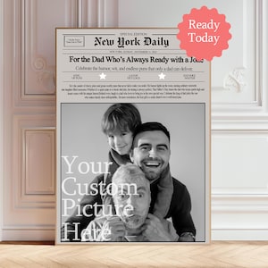 Dad Ready for Jokes | Custom Father’s Day Newspaper Front Page | Funny Digital Download Gift | Humorous Dad Printable Poster Keepsake