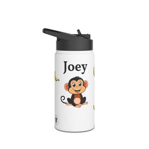 Monkey Stainless Steel Water Bottle, Jungle Theme Insulated Flask
