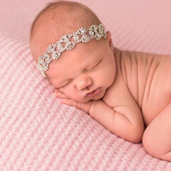 Newborn Rhinestone Headband, baby headband, bling headband, newborn photography prop