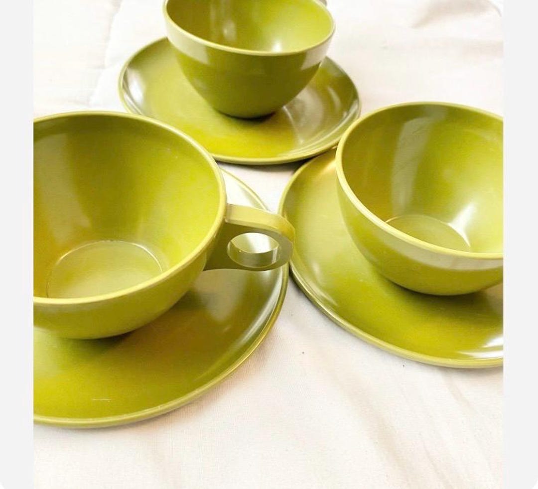 Vintage Dallas Ware Melamine Stackable Cups and Saucers, Set of 3 ...