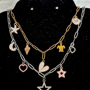 necklace, charms, shell, summer, jewelry, handmade