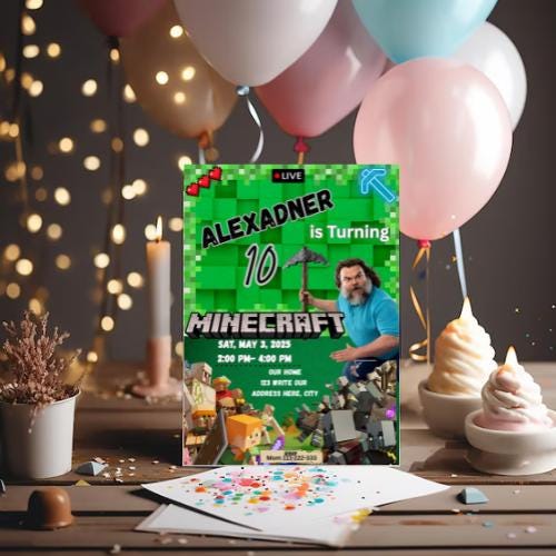 Funny Creeper Birthday Invite