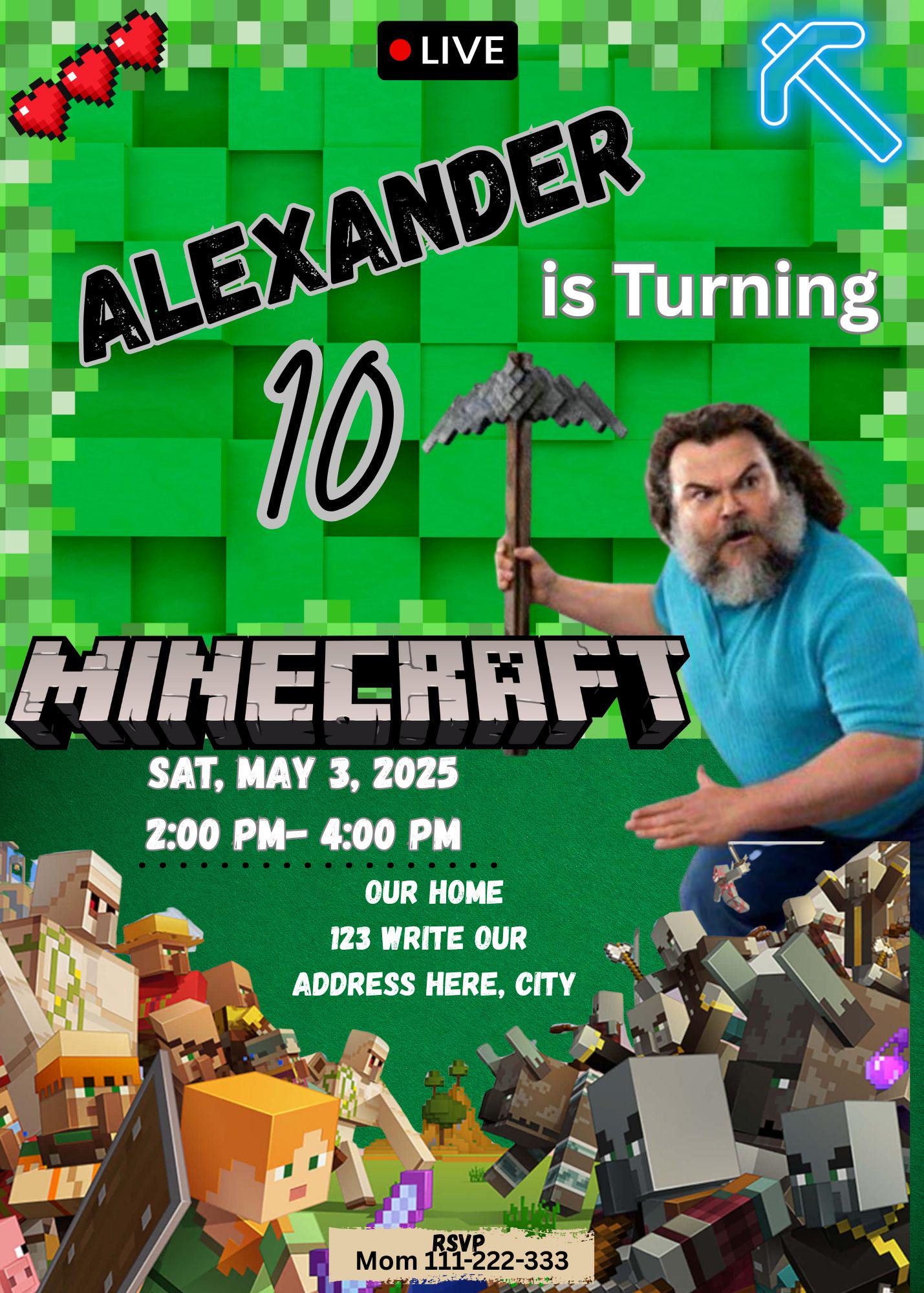 Funny Creeper Birthday Invite