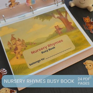 Filastrocca, libro di attività, libro di attività stampabile, libro di attività per imparare Montessori, scuola domestica, canzoni del cerchio, raccoglitore di apprendimento