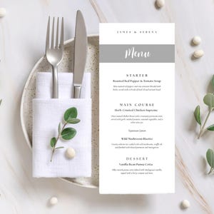 Menu Cards for Wedding Minimalist Design Thank You Card Editable Wedding Design, Canva Template, Menu Card and Thank you Card