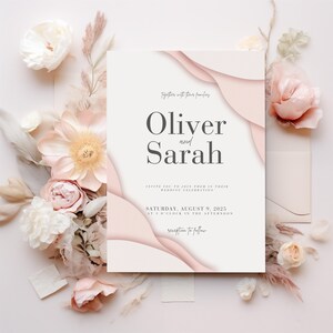 Blush Pink Wedding Invitation Pink Design Invitation Editable Blush Pink Invitation Minimalist Wedding Invite Canva Template